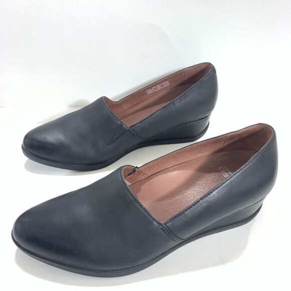 Dansko Black Leather Wedged Comfort Professional Shoes Size 38 EU 7.5-8 US - Picture 6 of 16